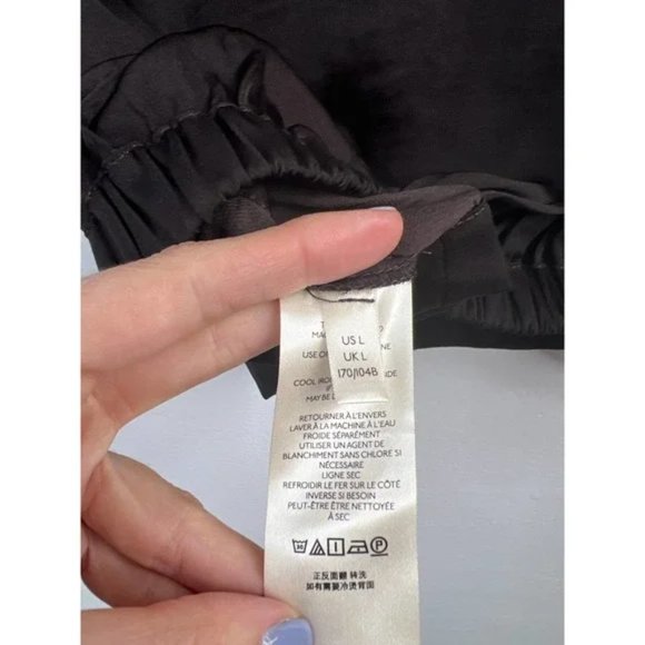 Free People Remi Draped Cap Sleeve Crop Top Elastic Hem Chocolate Sz: Large NWT - Picture 9 of 11